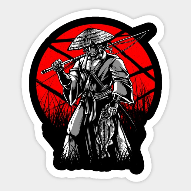 Samurai Fisher Sticker by XXII Designs